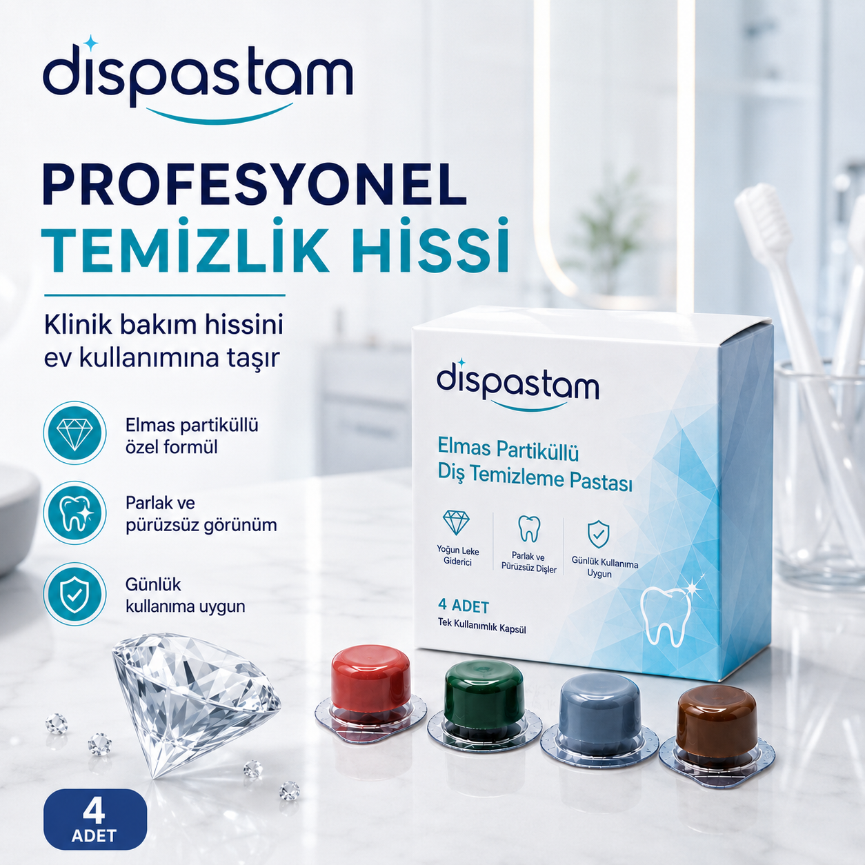Elmas Partiküllü Diş Temizleme ve Beyazlatma Pastası