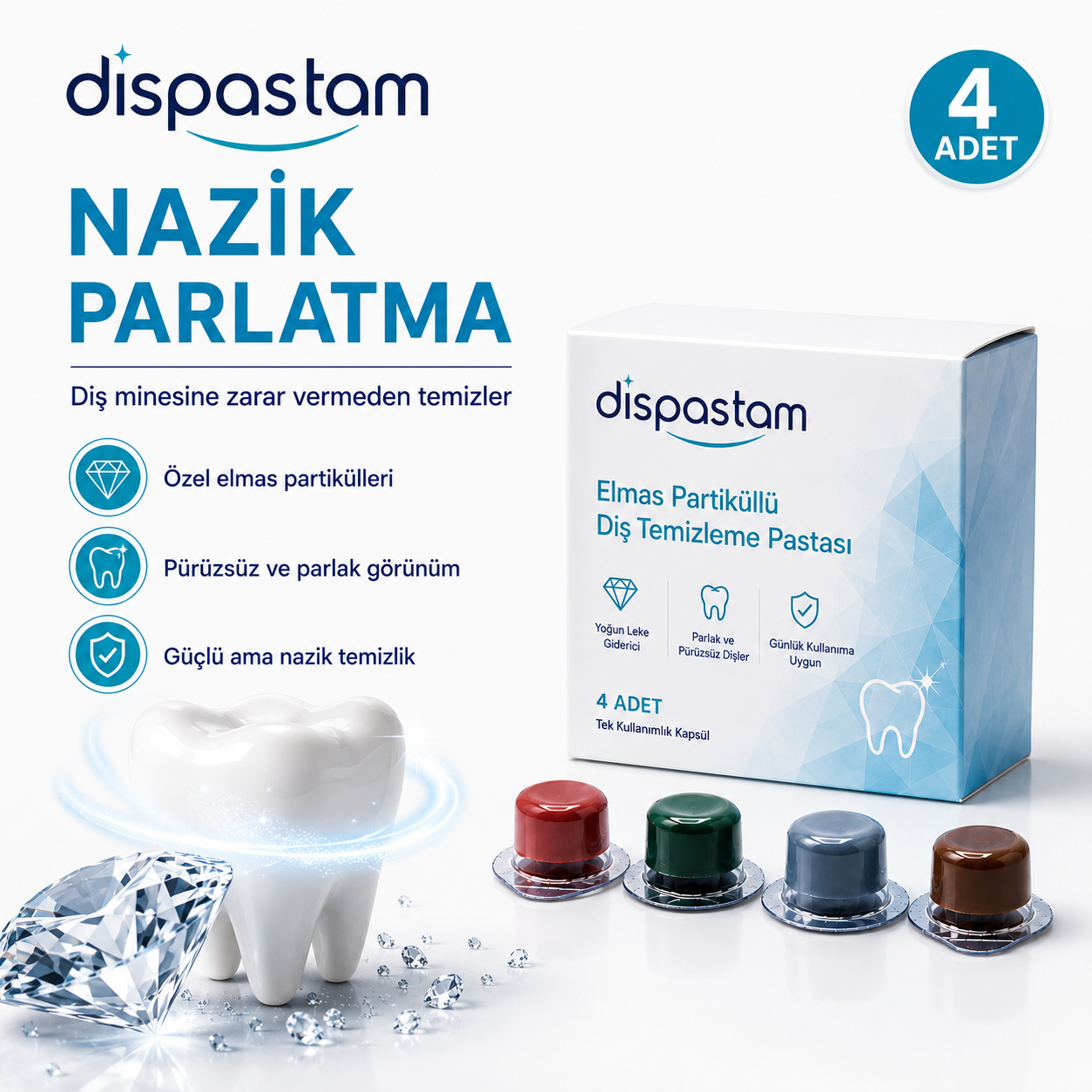 Elmas Partiküllü Diş Temizleme ve Beyazlatma Pastası
