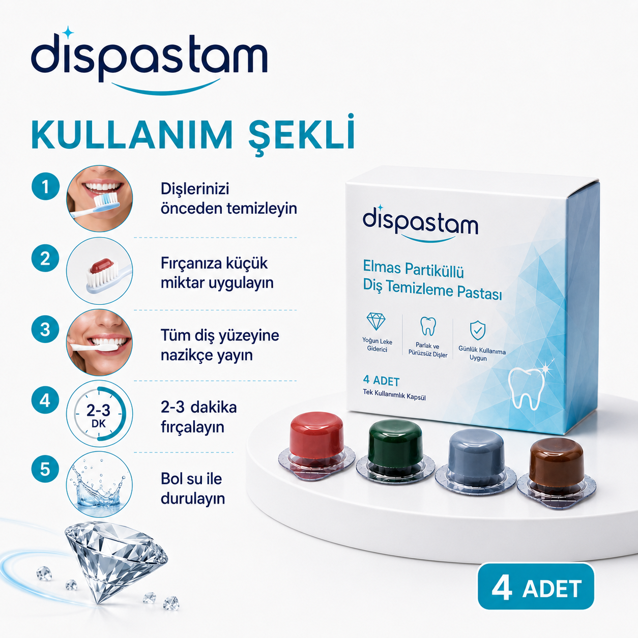 Elmas Partiküllü Diş Temizleme ve Beyazlatma Pastası